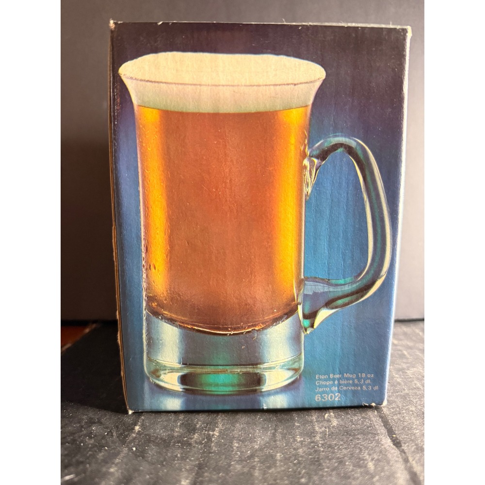 Toscany Eton Beer Mug 18oz Hand Blown Clear Crystal Poland 6302 Vintage Box